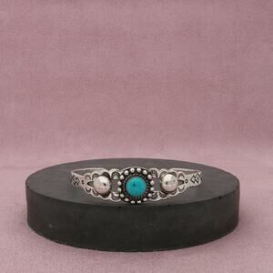 fred harvey era sterling silver vintage stamped turquoise cuff bracelet size 6in